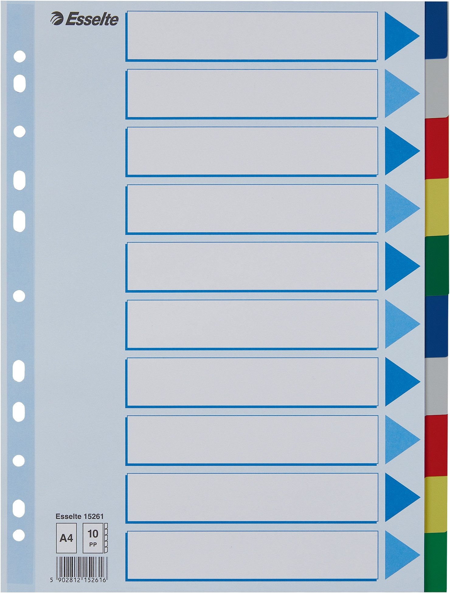 ESSELTE Aktenordner Register A4 farbig 10-teilig blanko