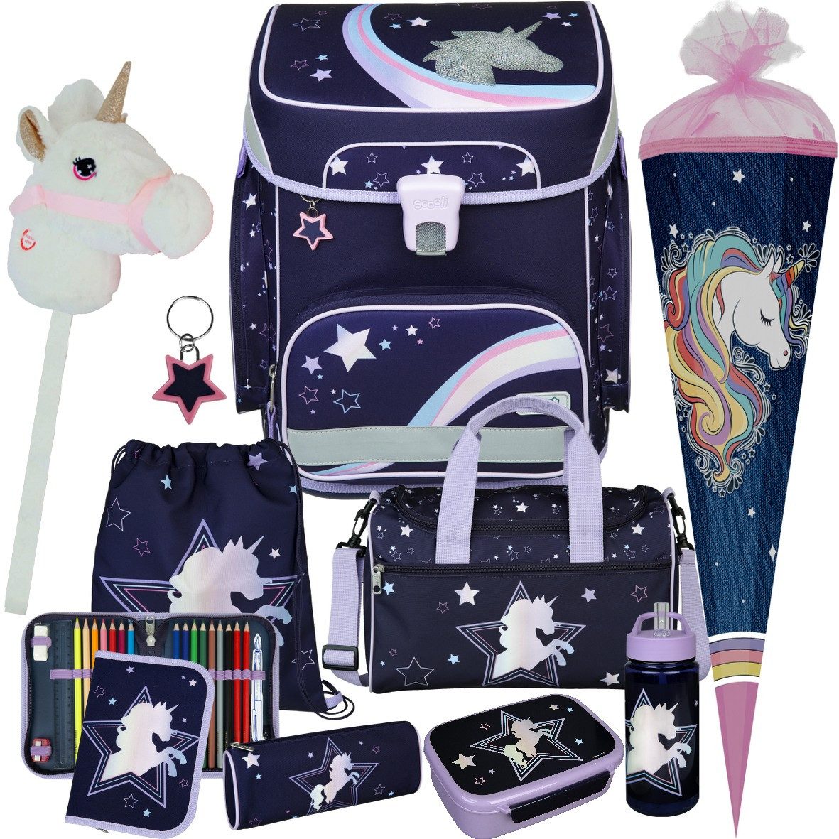 Scooli Schulranzen 1.Klasse Mädchen EasyFit in unterschiedlichen Sets (10-tlg)