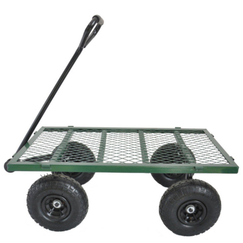autolock Rollwagen Outdoor Wagon All Air Railing w/Wood Pulling Terrain Tires dunkelgrün