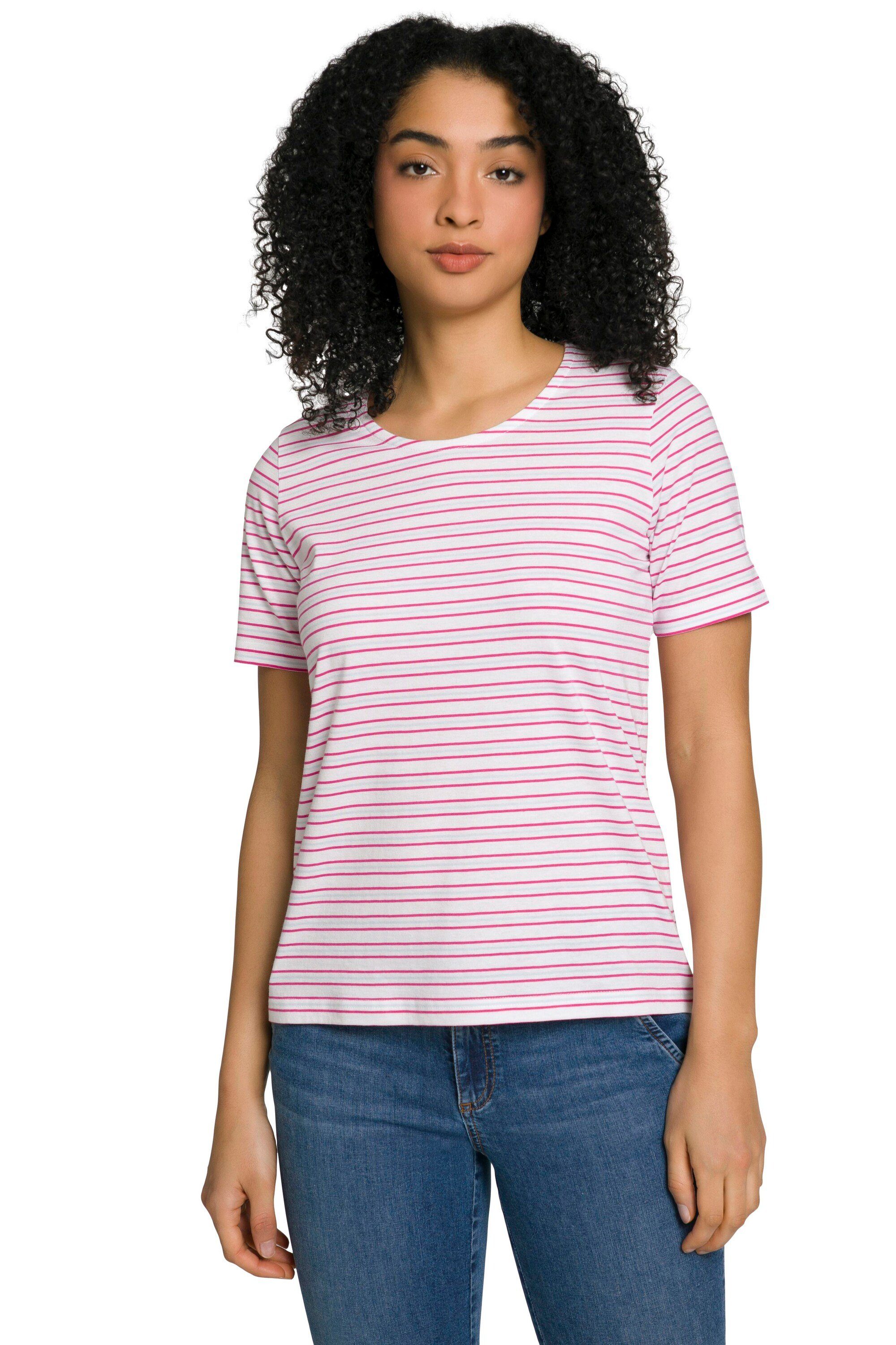 Gina Laura Halbarm Ringel pink Rundhalsshirt T-Shirts 2er-Pack Rundhals (2-tlg)