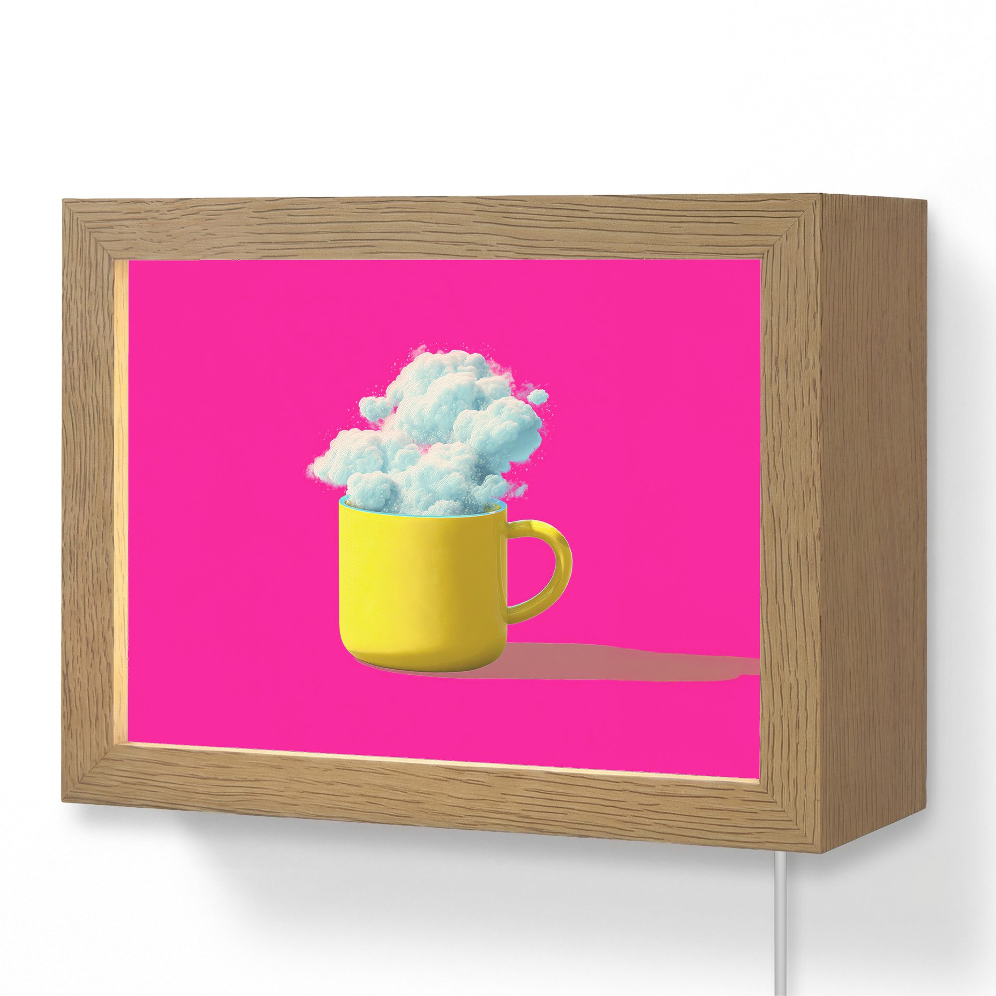 OnlyWow Wandleuchte Lightframe Becher - Wolken - Rosa - Minimalistisch, Dimmbar, Farbwechsel, LED, Warmweiß, Kaltweiß, Neutralweiß Einstellbar, Wandlampe Innen, Dimmbar, mit Kabel, LED, Modern, Flur