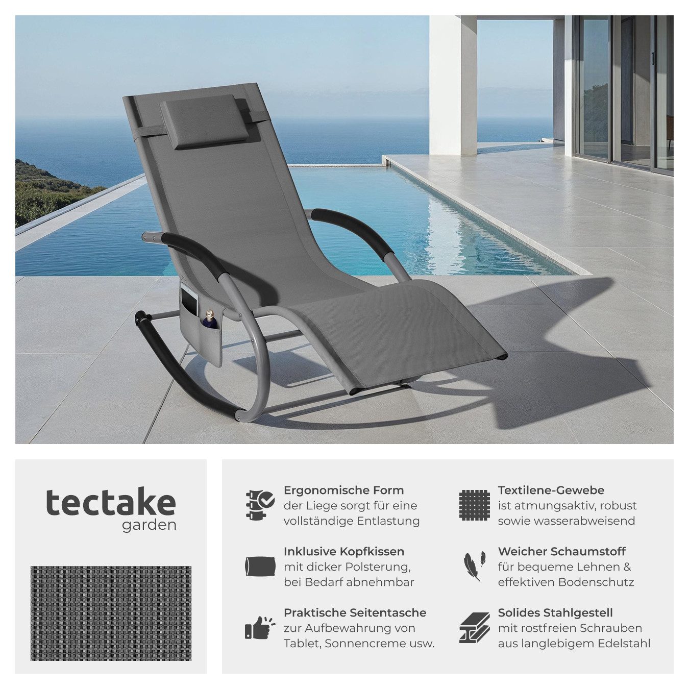 tectake Gartenliege Sonnenliege Taya, ergonomisch, mit Komfort-Schwingbeweg günstig online kaufen
