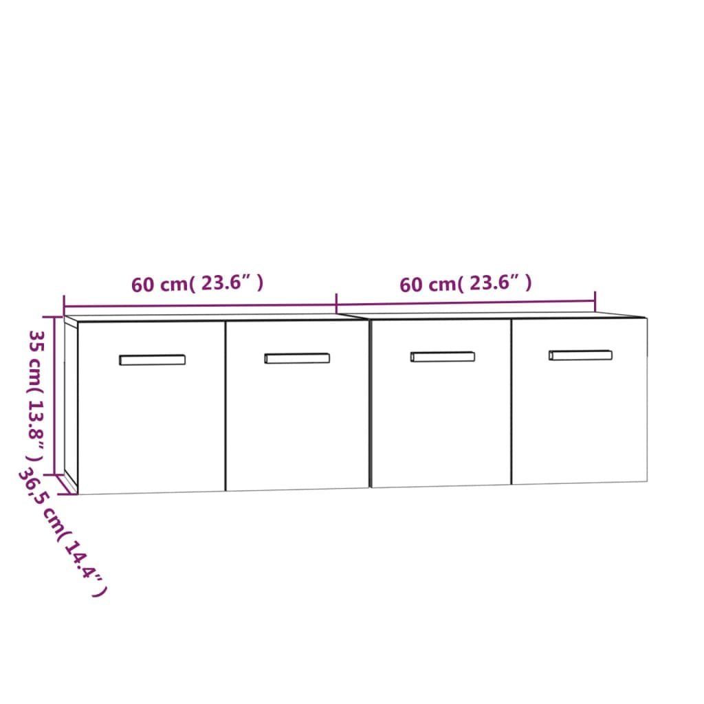 Hochglanz-Weiß cm Wandschränke 60x36,5x35 Stk. vidaXL (1-St) Fächerschrank Holzwerkstoff 2