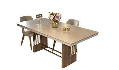 JVmoebel Esszimmer-Set Esszimmer set Modern Beige Esstisch + 4x Stühle Tisch Holz Sofort, (5-St), Alle Angaben sind ca.-Maße.