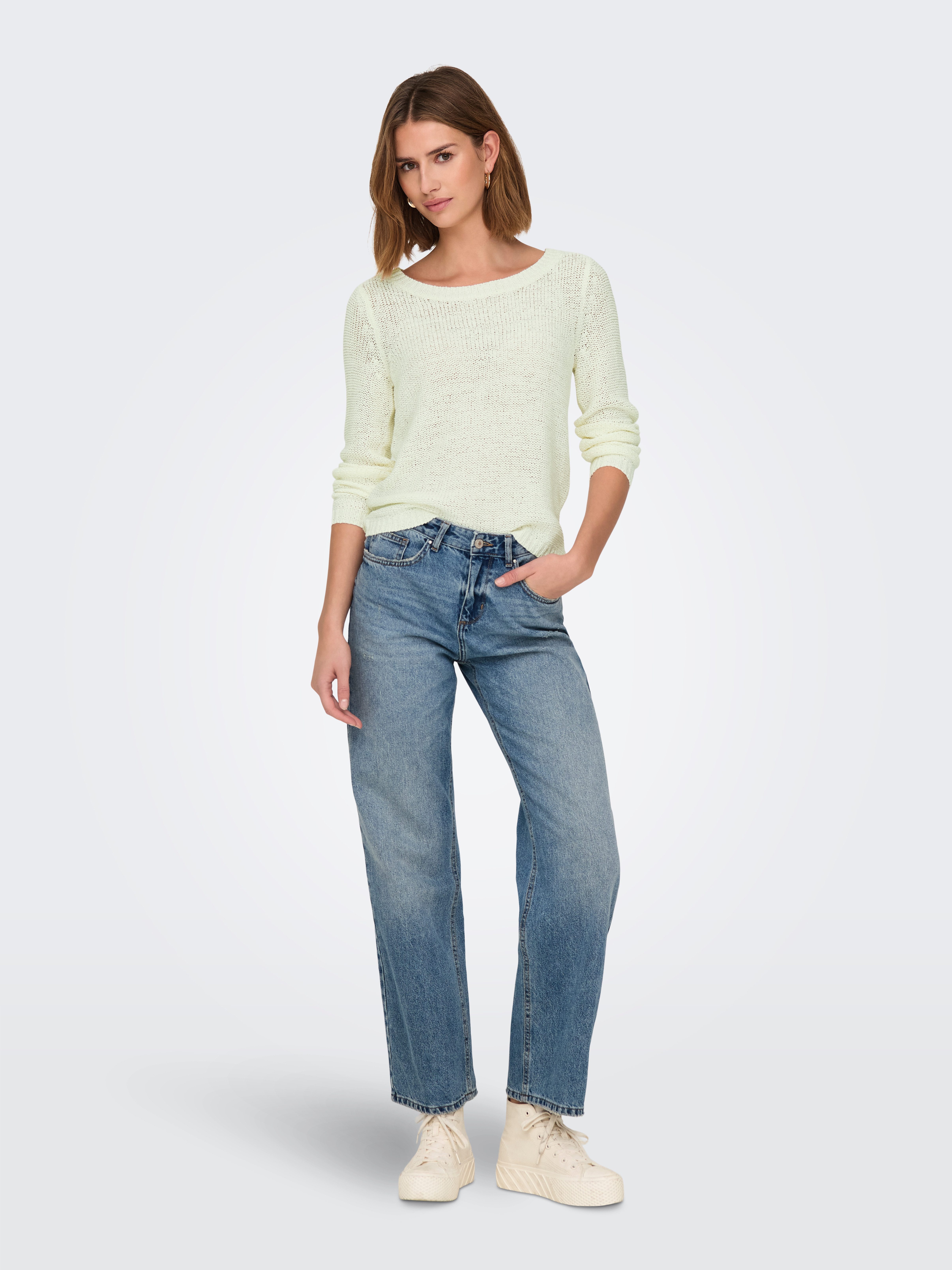 ONLY Strickpullover ONLGEENA XO L/S PULLOVER KNT NOOS Materialmix, regular fit