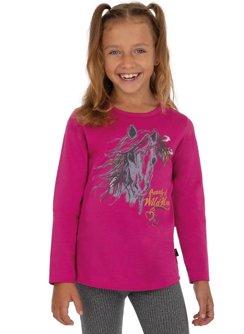 Trigema T-Shirt T-Shirt mit hibiskus Pferde-Motiv TRIGEMA niedlichem