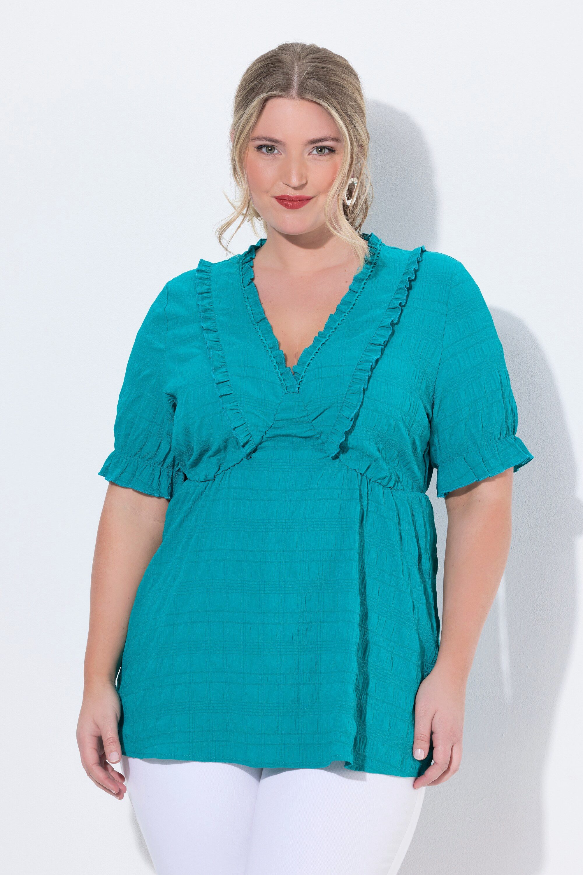 MIAMODA Schlupfbluse Bluse A-Linie Rüschen Halbarm