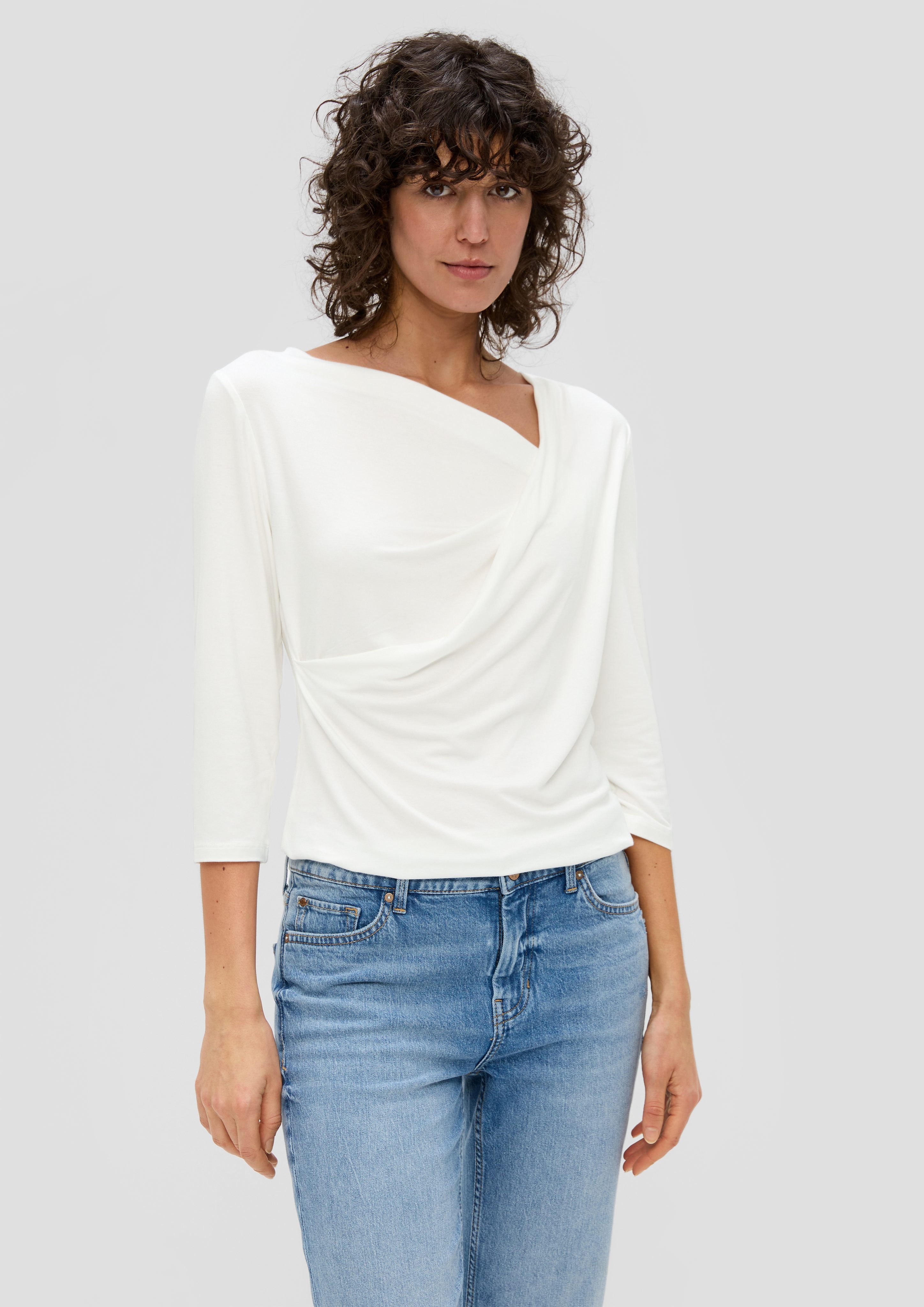 s.Oliver 3/4-Arm-Shirt Viskosestretch-Shirt mit Drapierung Raffung