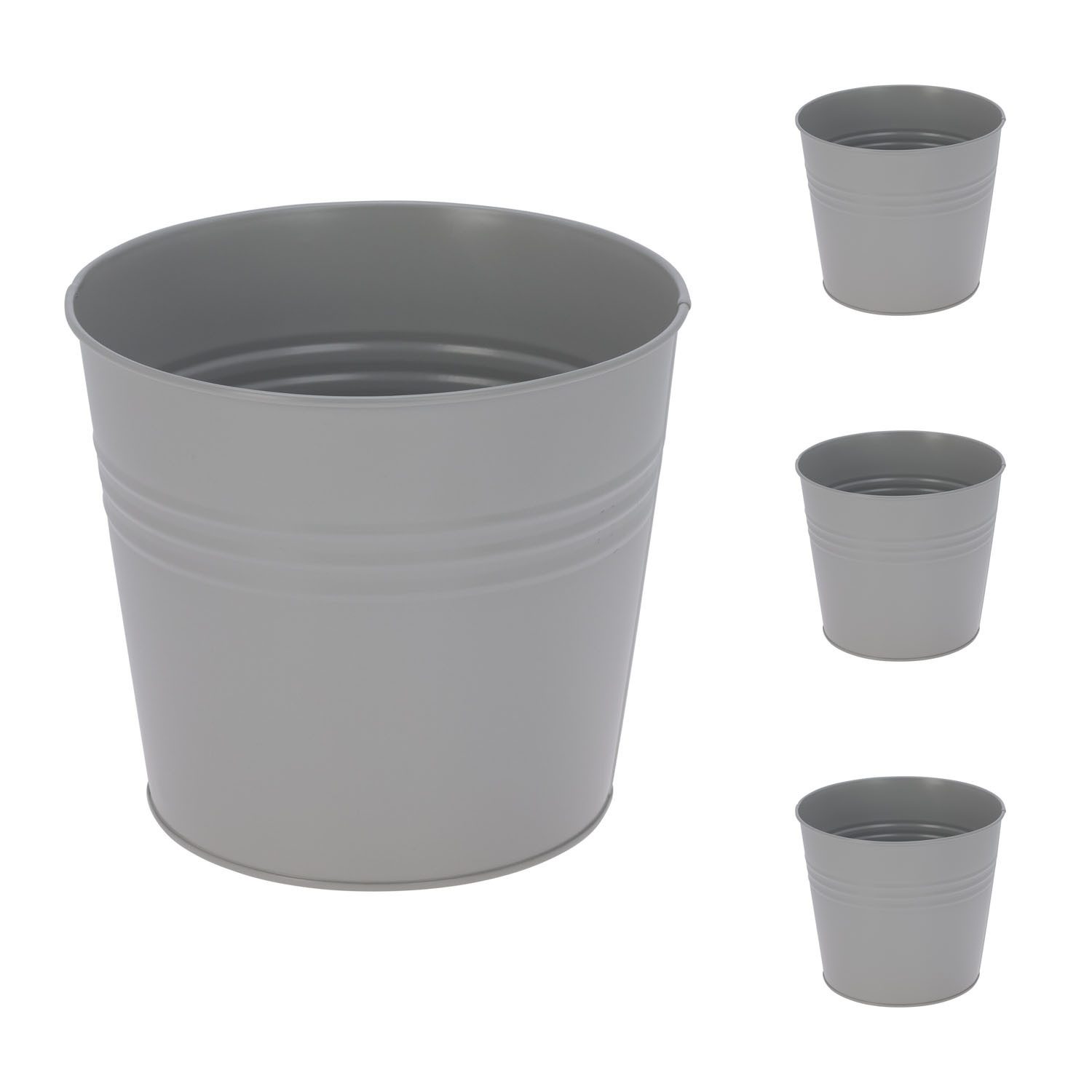 Mojawo Blumenkasten 4 Stk. Blumentopf Pflanzgefäß Balkontopf Pflanztopf verzinkt Ø17xH15cm