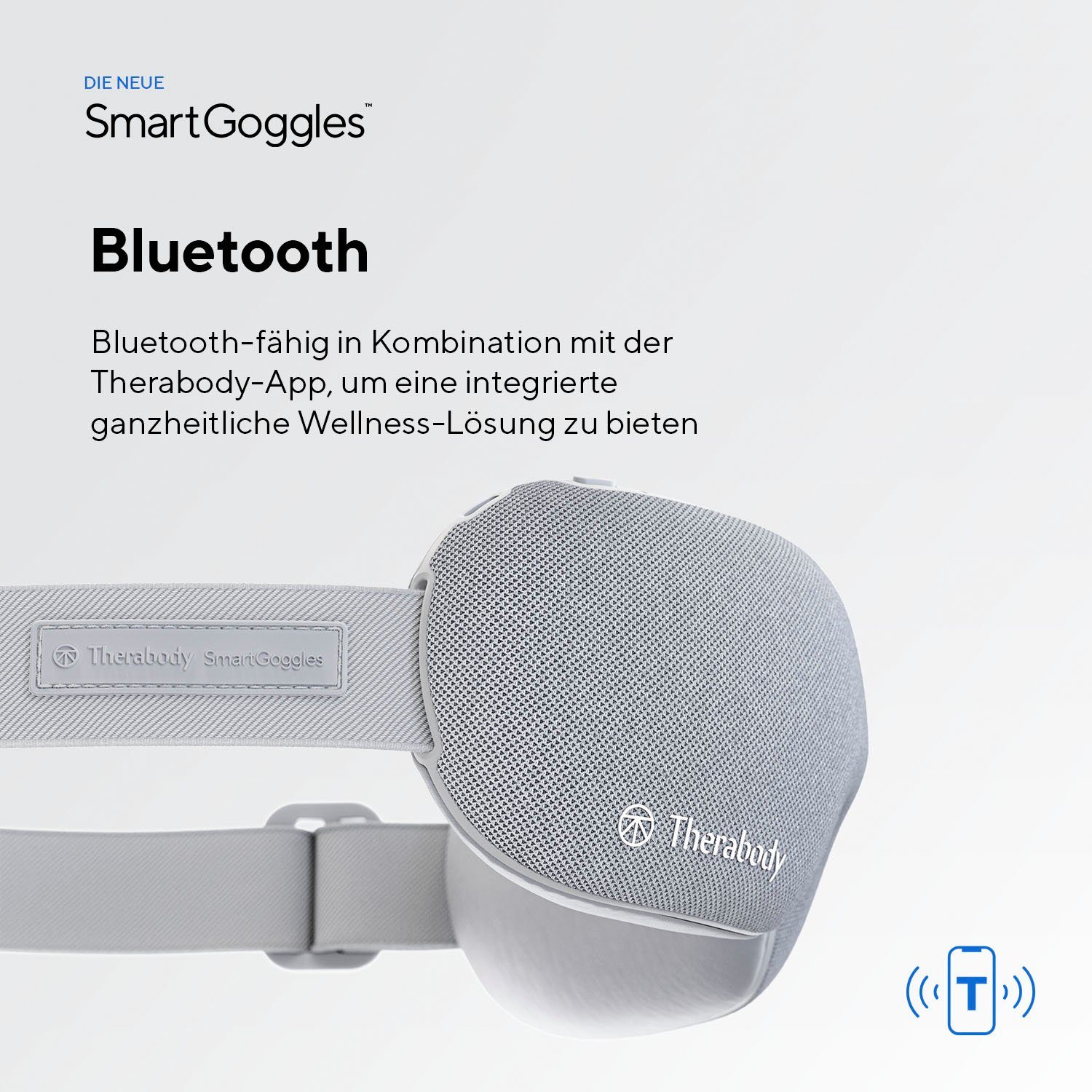 Therabody Massagegerät SmartGoggles Augenmassage, Vibration, Wärme, App-Steuerung, verbessert die Schlafqualität, lindert Kopfschmerzen & Migräne