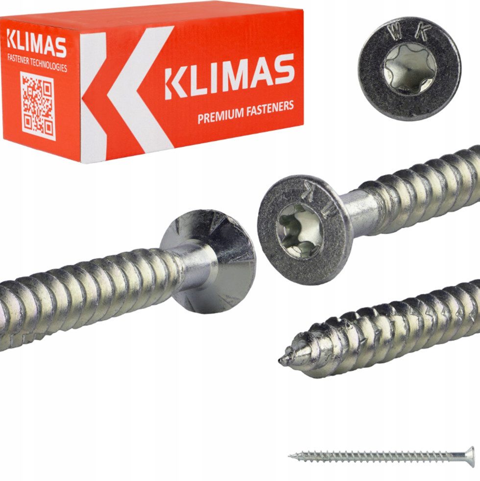 Klimas Holzbauschraube WKFS Vollgewinde-Konstruktionsschrauben Senkkopf, (50 St)