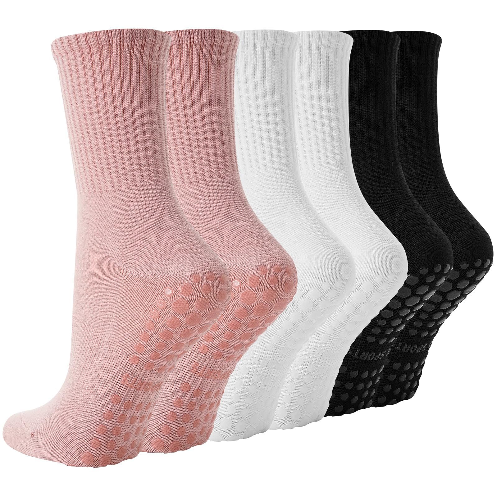 FOUORTUNATE-BEE Sportsocken 3 Paar Damen-Yoga-Socken mit rutschfester Sohle, Größe 36-40 Pilates- und Fitness-Socken für Damen, ideal als Geschenk