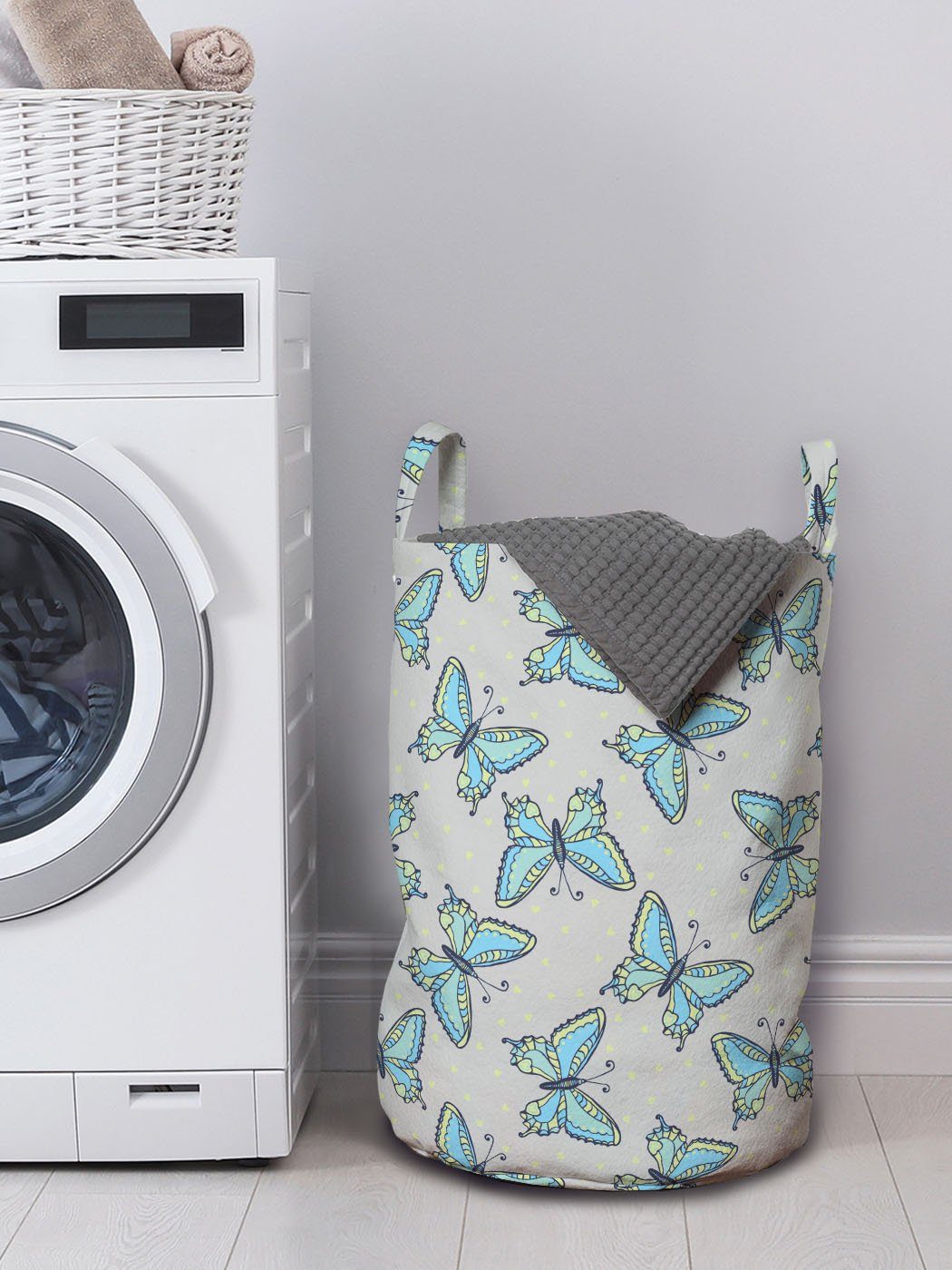Abakuhaus Wäschesäckchen Wäschekorb mit und Insekten- Kordelzugverschluss für Kleine Waschsalons, Herzen Schmetterling Griffen