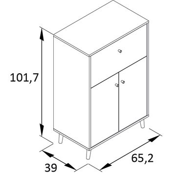 Lomadox Sekretär SISAK-80, Schreibtisch in weiß, B/H/T ca. 65,2/101,7/39 cm