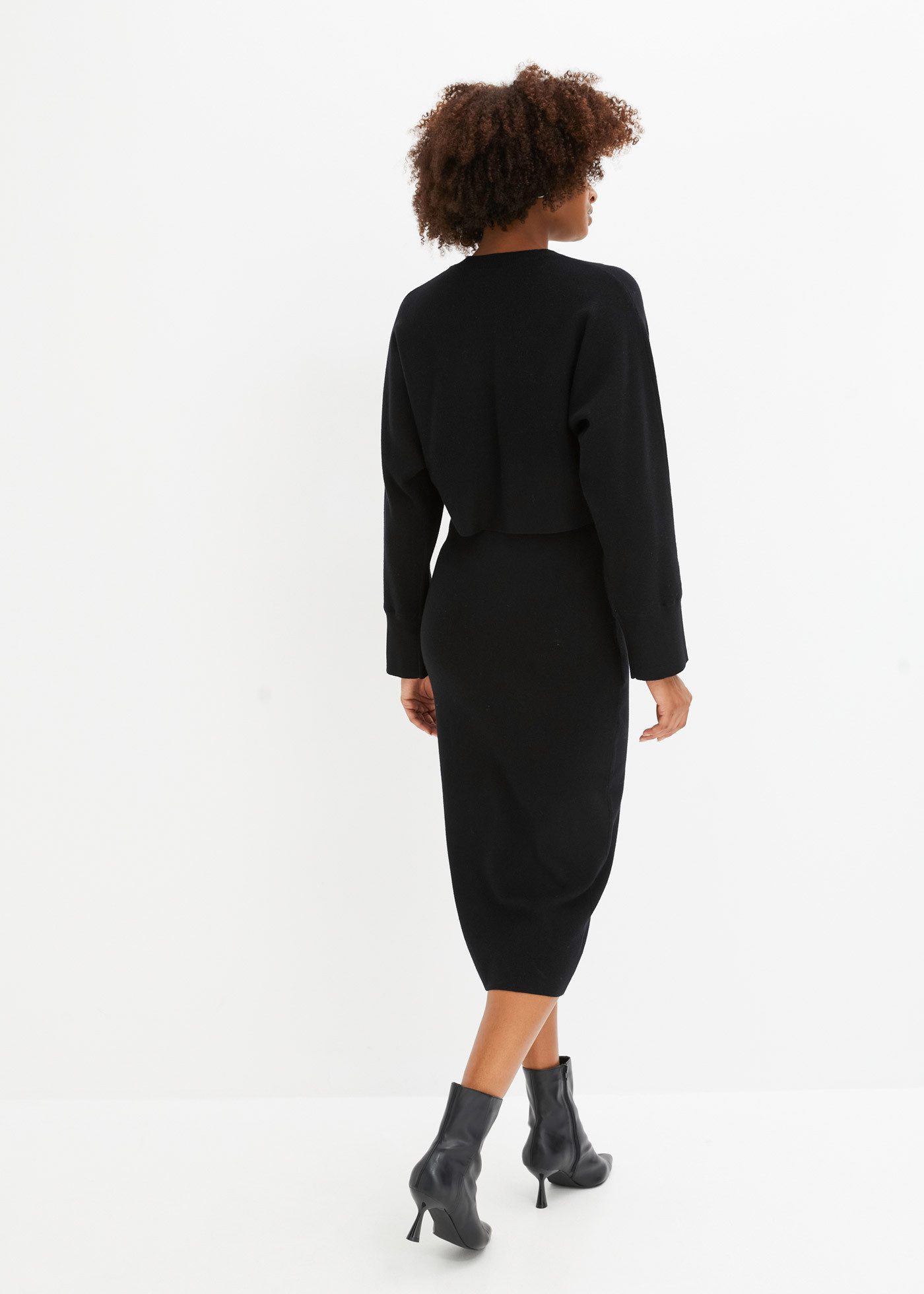 bonprix Strickkleid (Set, 2-tlg) für Frühjahr und Sommer, aus Viskose-Mischung, lässige Passform