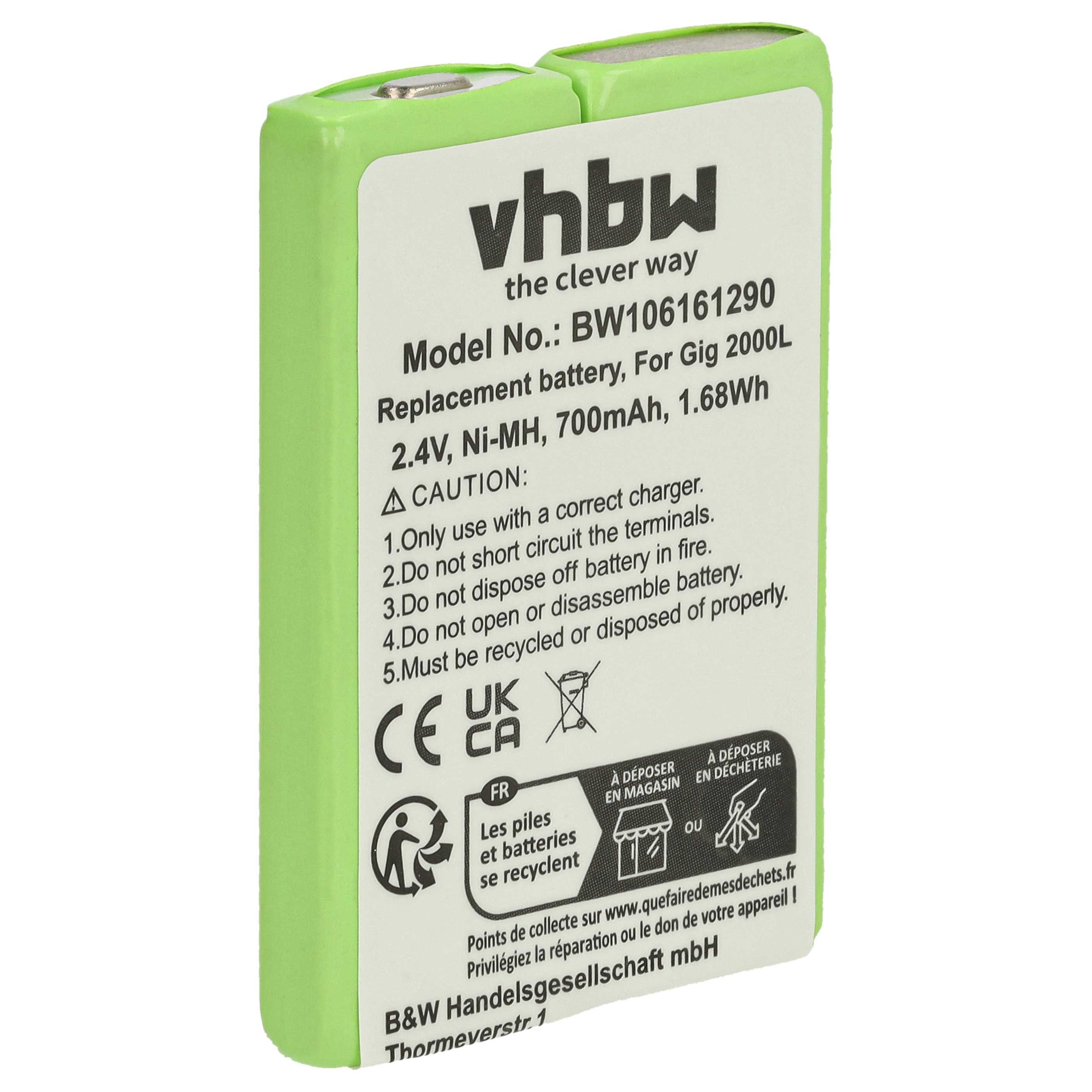 vhbw Ersatz für Siemens 4506.306, C39153Z7-C3, H208-25 für Festnetz & DECT Akku Akku NiMH 700 mAh (2,4 V, 1 St), Leistungsfähiger Austausch-Akku für Telefon, Festnetz oder schnurloses