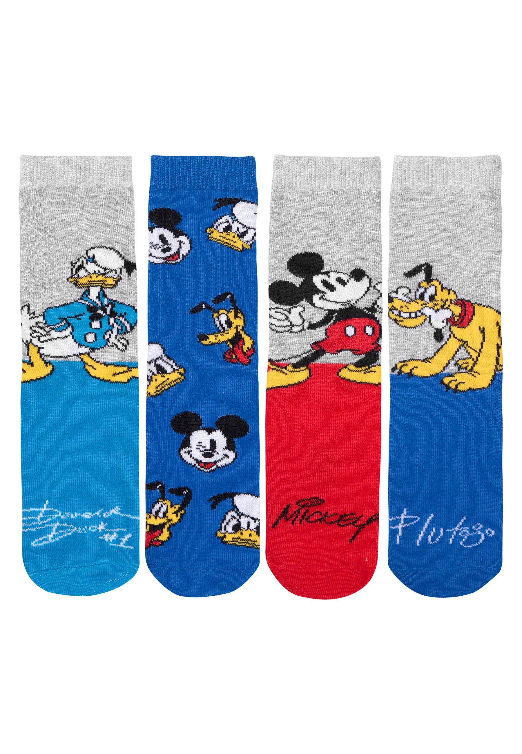 United Labels® Socken Mickey Mouse, Donald Duck & Pluto Jungen Socken Söckchen 4er Pack