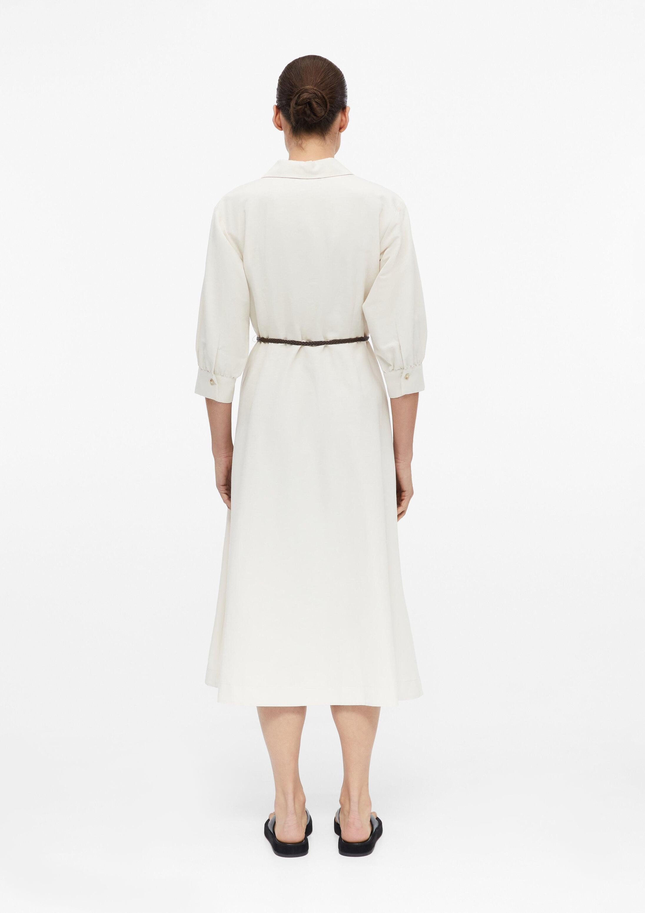 comma Midikleid Kleid Hemdblusenkleid aus Leinenmix mit Gürtel