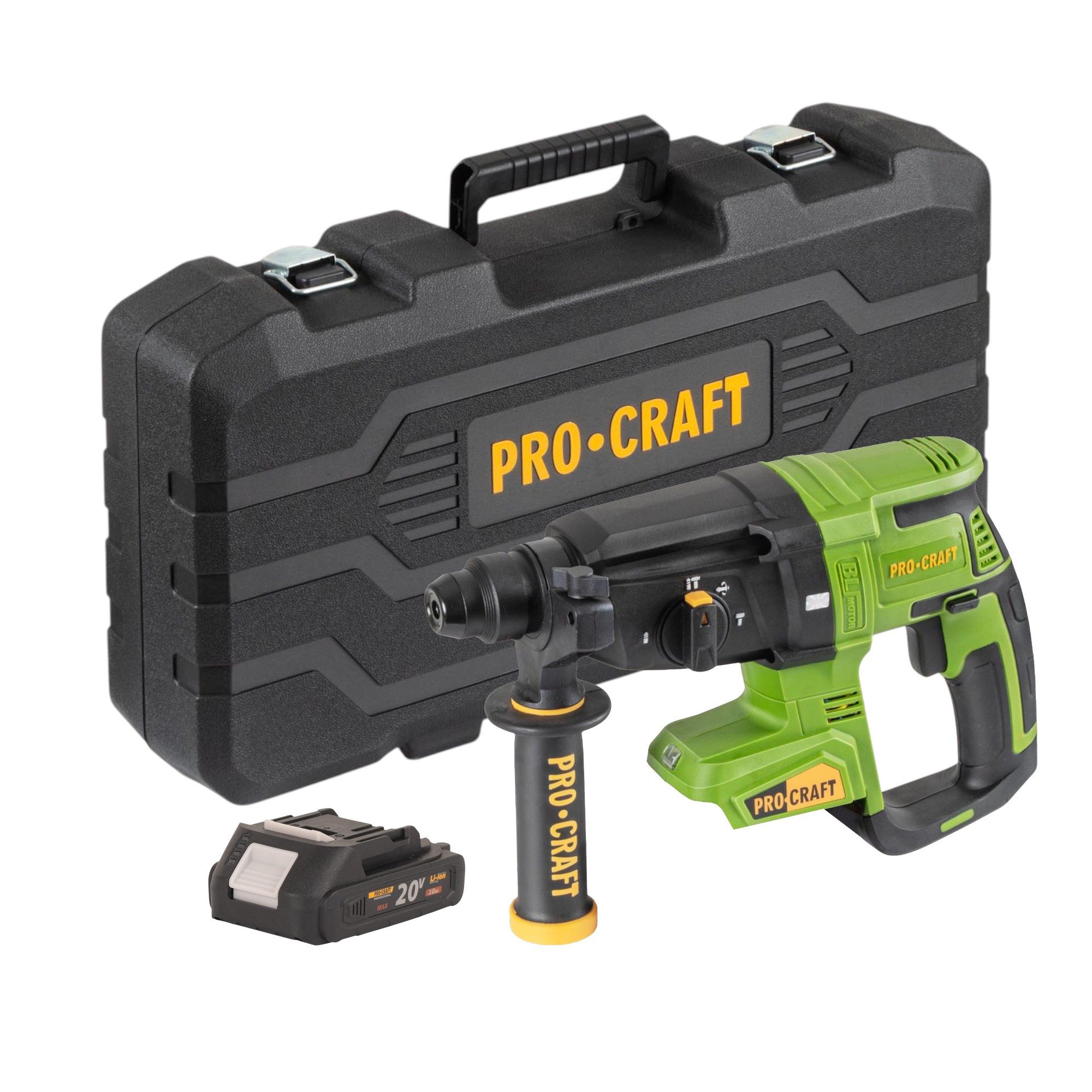 PRO CRAFT Akku-Bohrhammer PHA40bb-c 20 V 2,6J SDS plus + 1x Akku 2,0Ah + Koffer - ohne Ladegerät