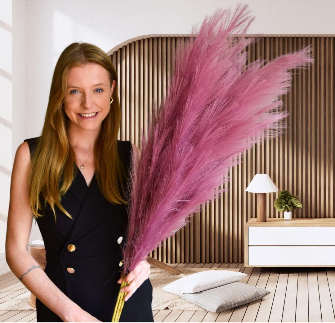 Kunstpflanze LAYBA Künstliches Pampasgras 3er-Set Mauve 100 cm, Layba