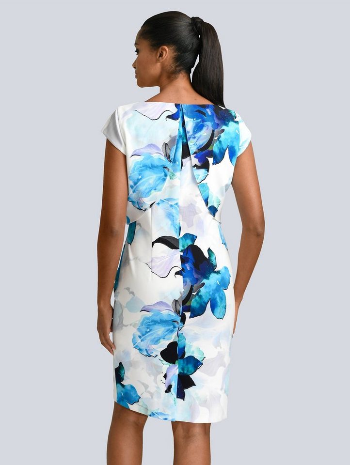Alba Moda Kleid in floralem Print in blau