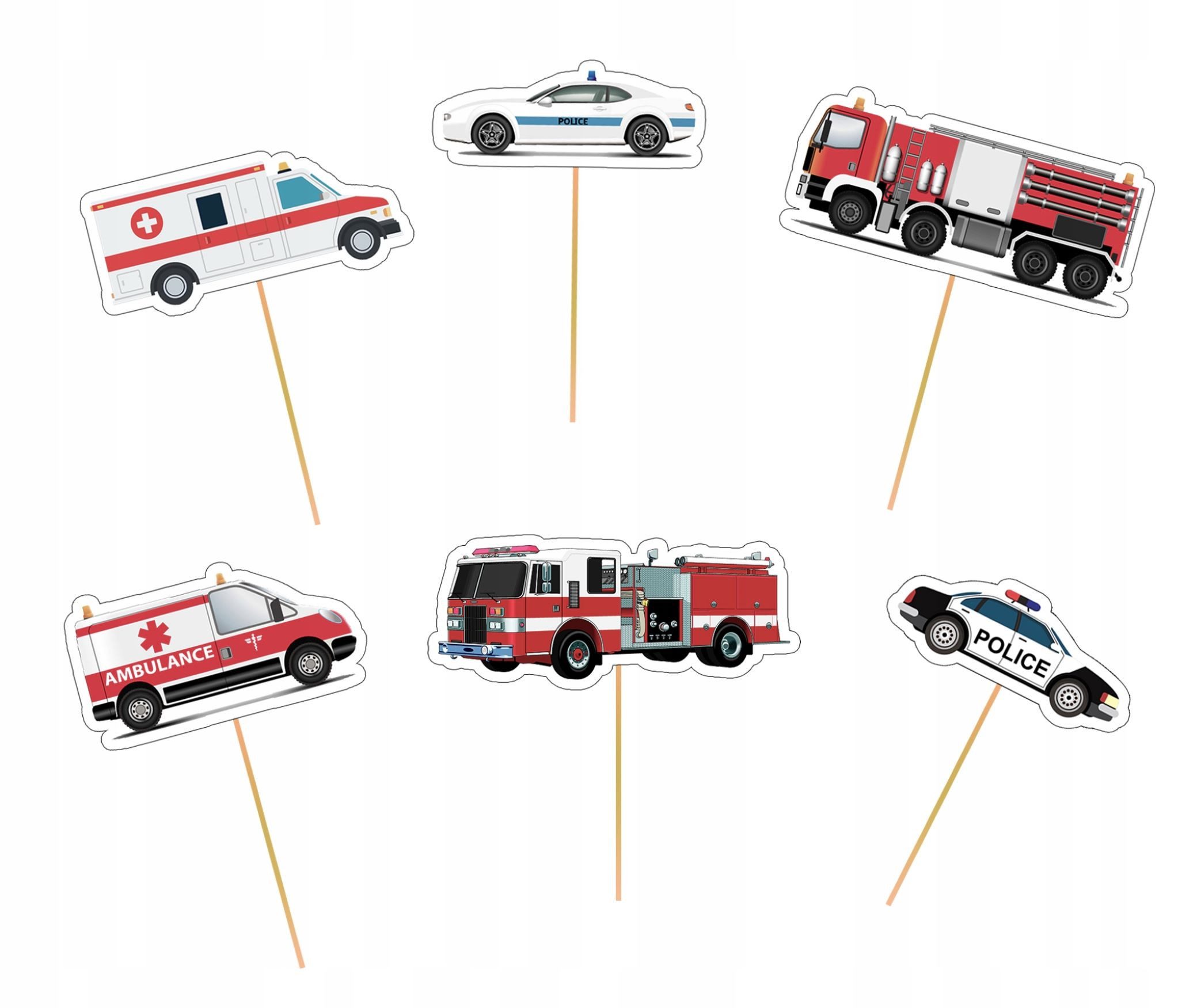 Patta, Topper Topper für Torten mit Motiven von Polizei, Feuerwehr & Krankenwagen, Papier