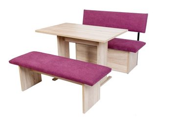 kundler home Essgruppe Sitzbank mit Truhe, Eckbank gepolstert, L125cm, Säulentisch Set 3-tlg.