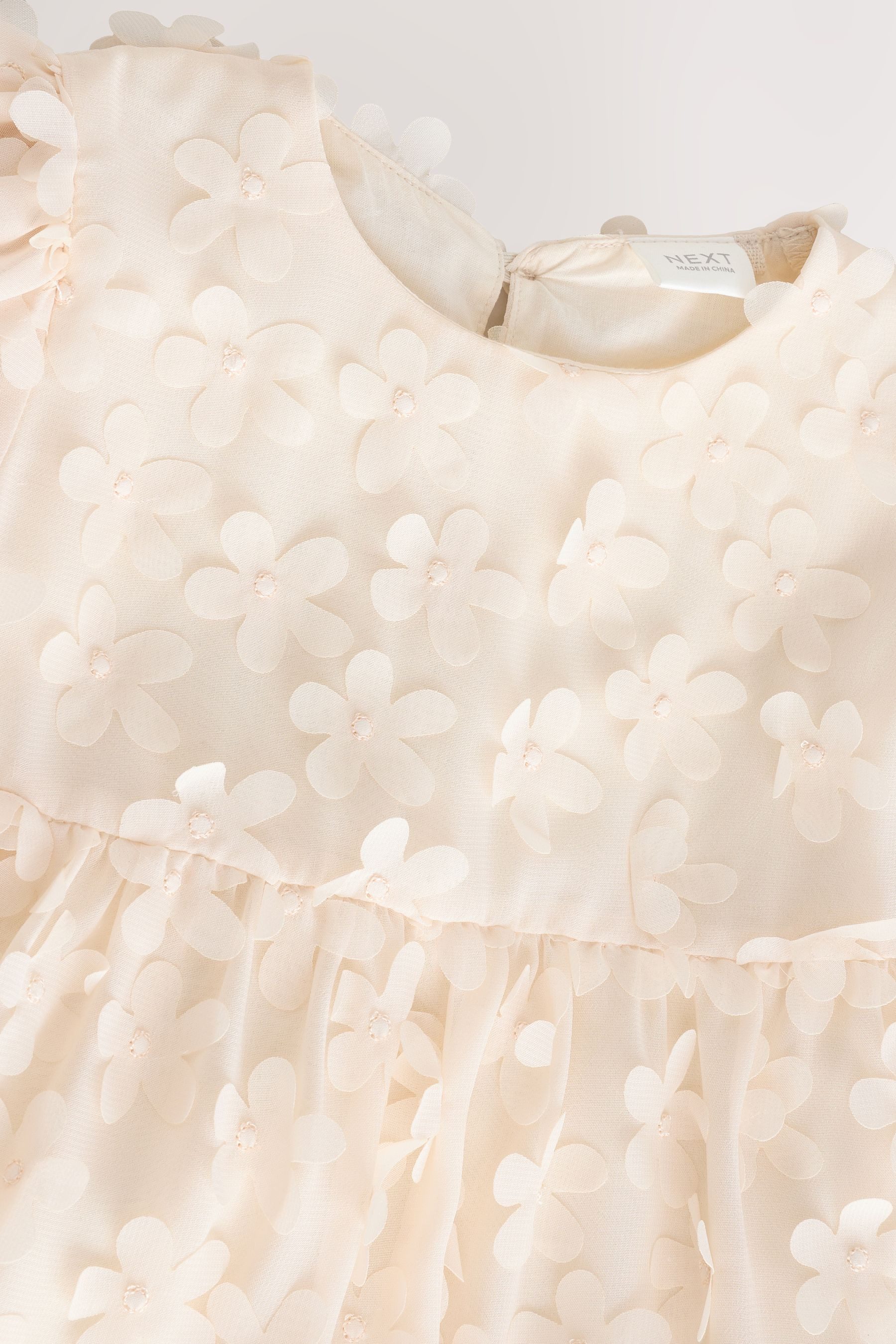 Next Tüllkleid Kurzärmeliges Kleid mit 3D-Blumendetails (1-tlg)
