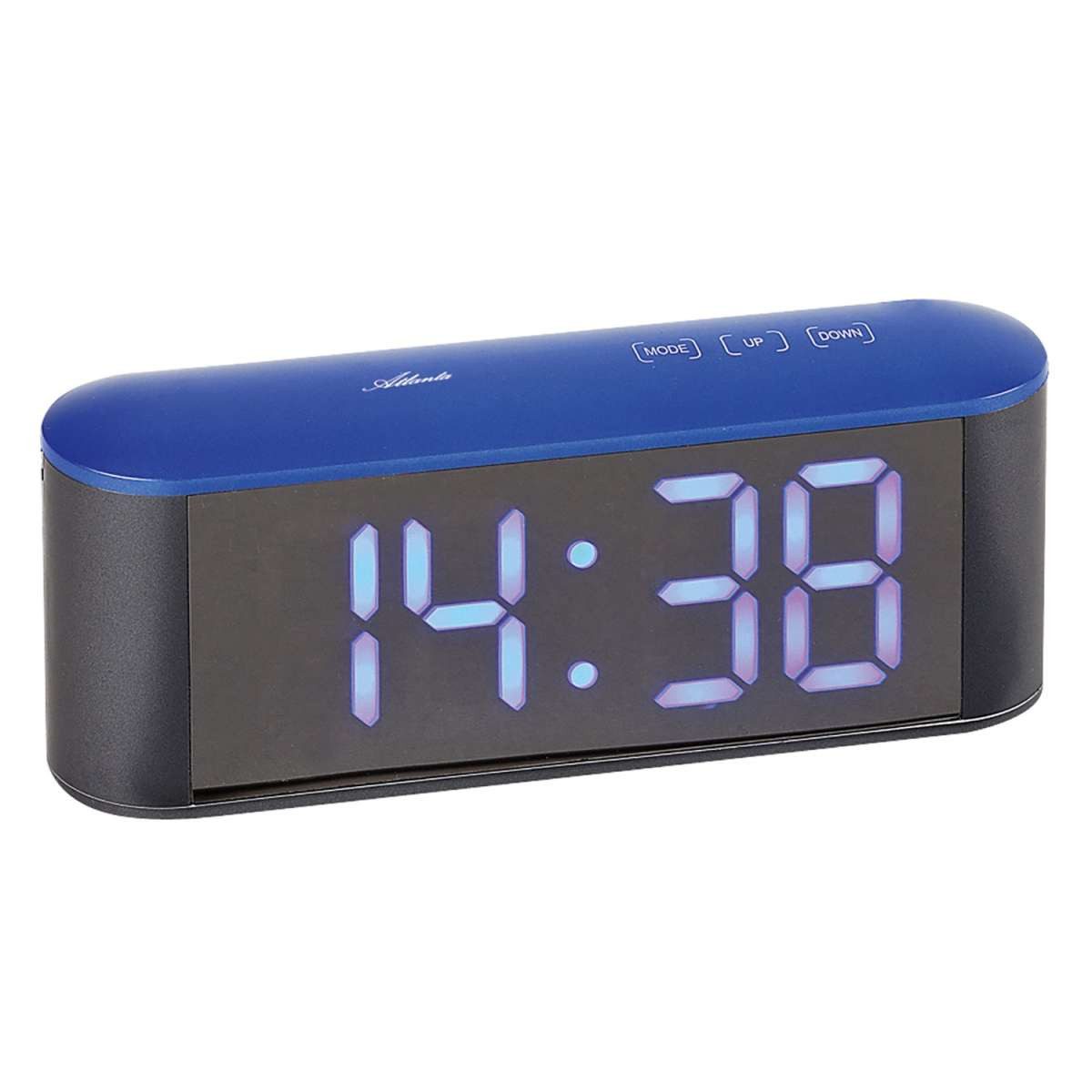 Atlanta Wecker 1133/5 mit LED-Anzeige Anthrazit / Blau
