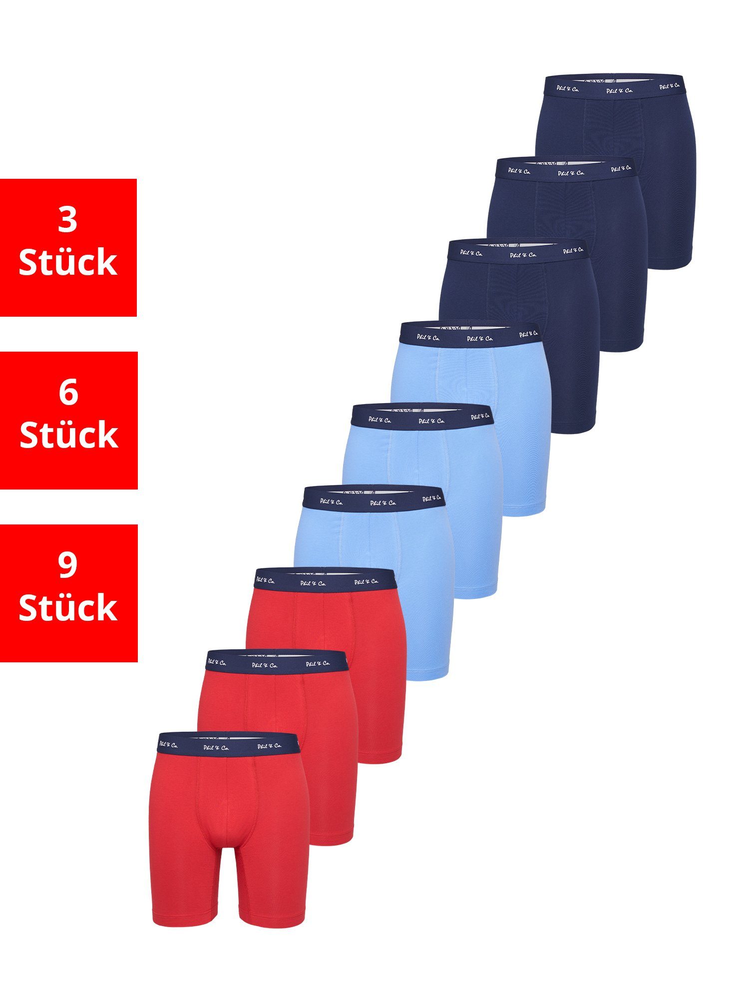Phil & Co. Langer Boxer Long Boxer Briefs (9-St) Retroshorts - langes Bein günstig online kaufen