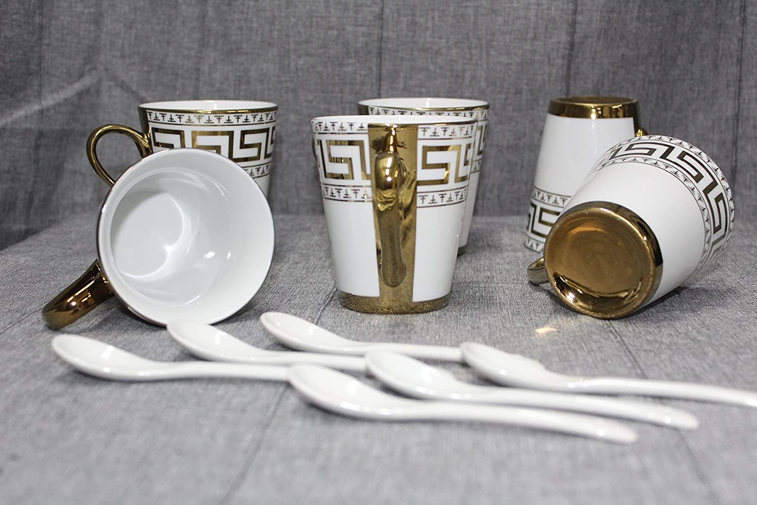 Bavary Kaffeeservice 6er Set Dickwandige Kaffeetassen aus Porzellan, 6 Personen, Dickwandige Kaffeetassen für 6 Personen