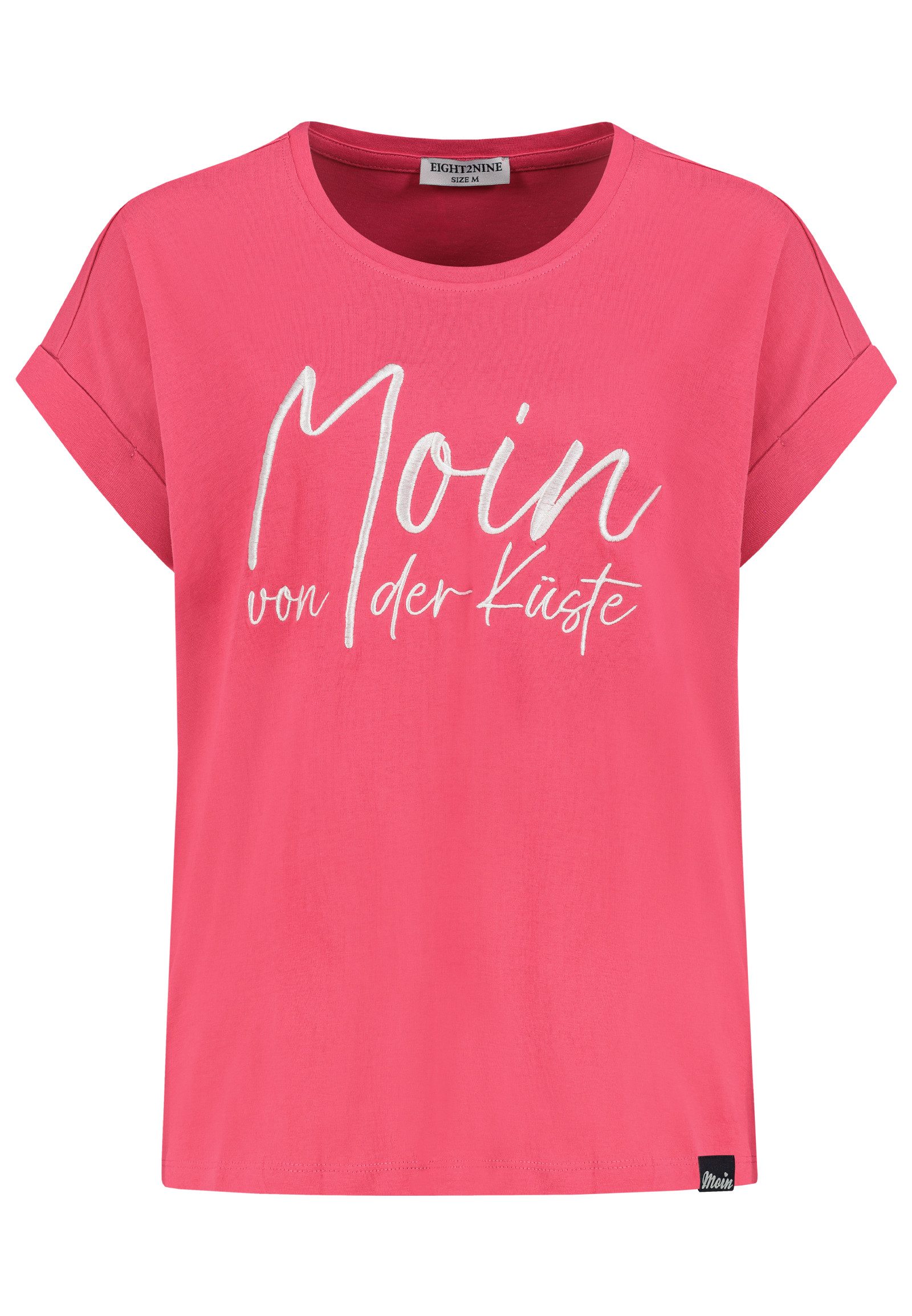 Eight2Nine T-Shirt Damen Baumwoll T-Shirt im Marine Look Kurzarmshirt mit maritimen Statement Prints