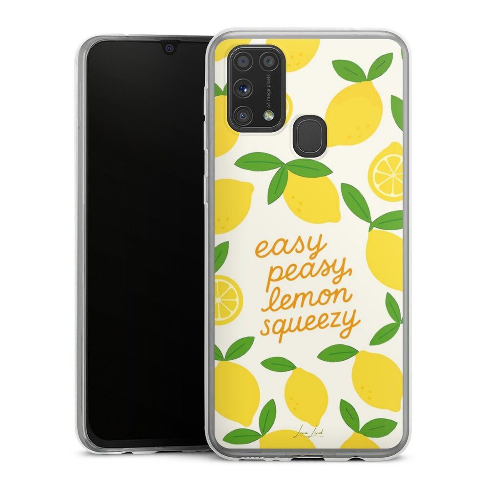 DeinDesign Handyhülle Zitrone Spruch Statement Easy Peasy Lemon Queezy, Samsung Galaxy M31 Slim Case Silikon Hülle Ultra Dünn Schutzhülle