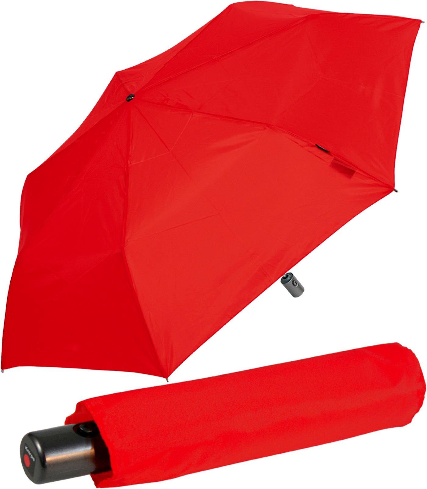 Tasche Taschenregenschirm dabei, leicht in immer Automatik, mit klein flame Auf-Zu Duomatic Slim passt und Knirps® jede