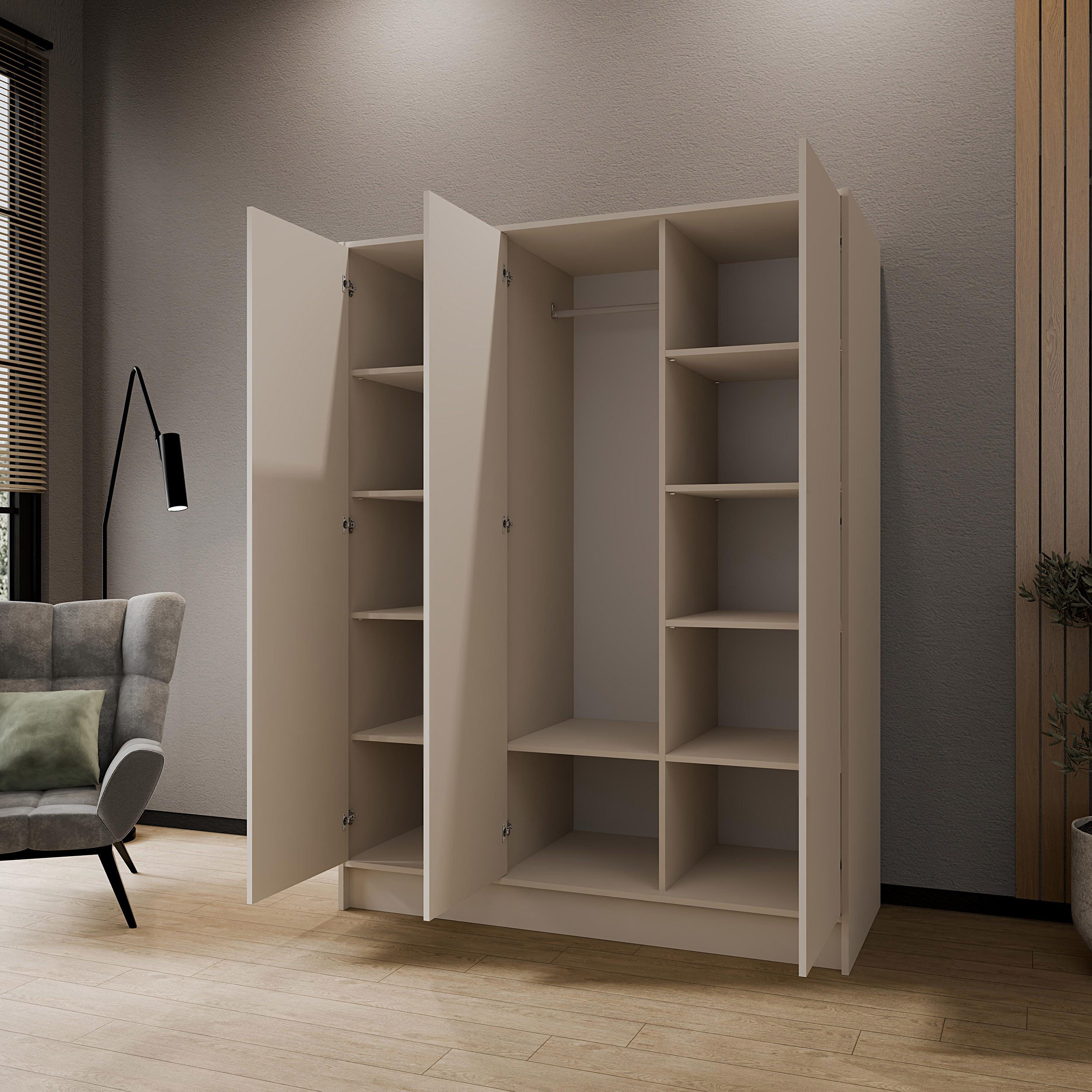 Beautysofa Kleiderschrank Gava moderne Schlichtheit und funktionale Eleganz (Schrank mit flexibel konfigurierbar, TIP-ON Öffnungssystem) Breiten zur Auswahl: 10 – Bild 4 von 5