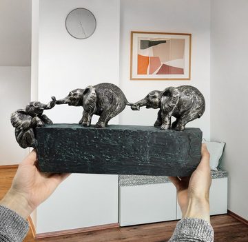 Feinknick Skulptur Familienbande - Zeitloses Symbol für Zusammenhalt in Familie & Team, Elefanten Dekoration aus Marmorit-Polyresin 43 cm lang