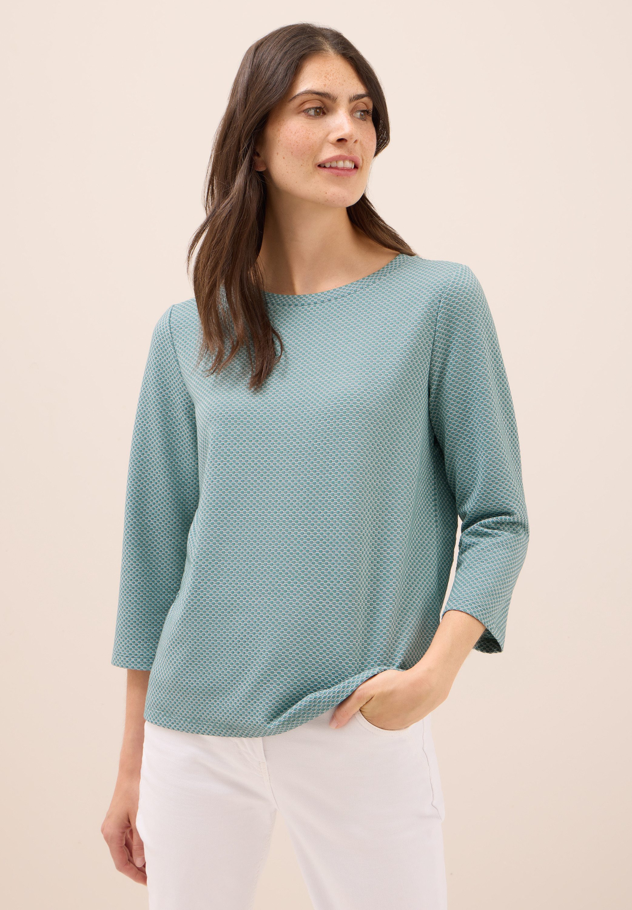 CECIL 3/4-Arm-Shirt mit Materialmix günstig online kaufen