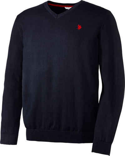 U.S. Polo Assn V-Ausschnitt-Pullover aus reiner, weicher Baumwolle, leichter Sommerpullover