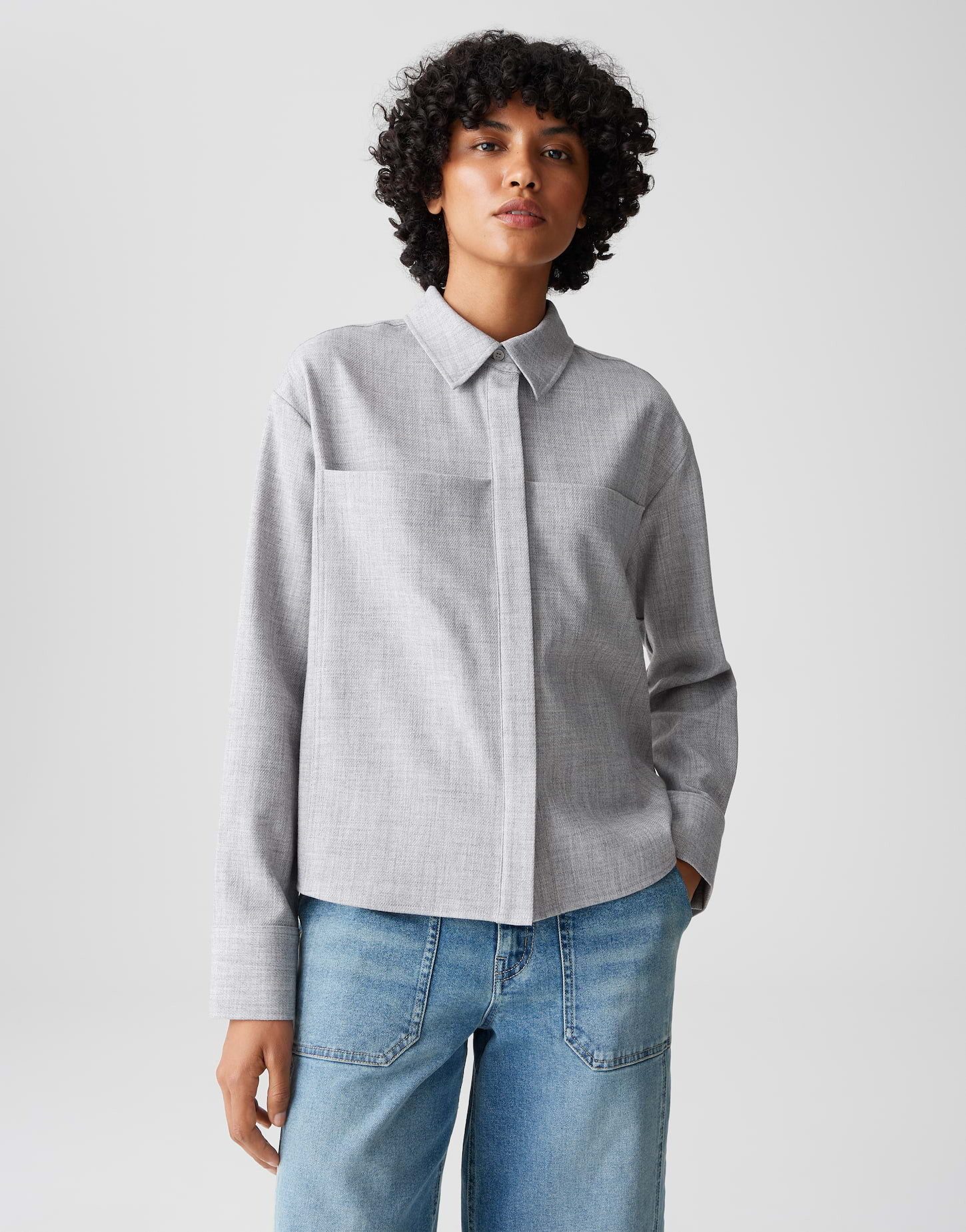 OPUS Hemdbluse FELANGE Boxy in Twillstruktur lockere Passform, natürlicher Griff, pflegeleicht