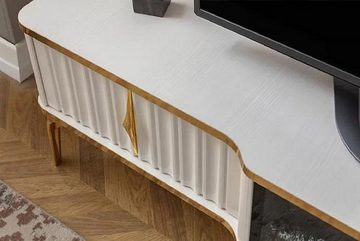 JVmoebel Sideboard Wohnzimmer TV-Sideboard Weiß + Gold MDF Metall RTV Luxus Neu (1 St., Sideboard), Made in Europa