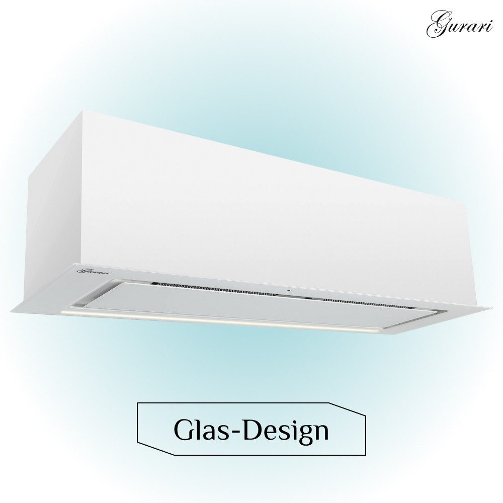 GURARI Deckenhaube GCH E 217 WH 90 PRIME N, Dunstabzugshaube, 90cm, 1000 m³/h GCH E 217 WH 90 PRIME N, Dunstabzugshaube, 90cm, 1000 m³/h, Deckenhaube, Weißglas, ABLUFT/UMLUFT