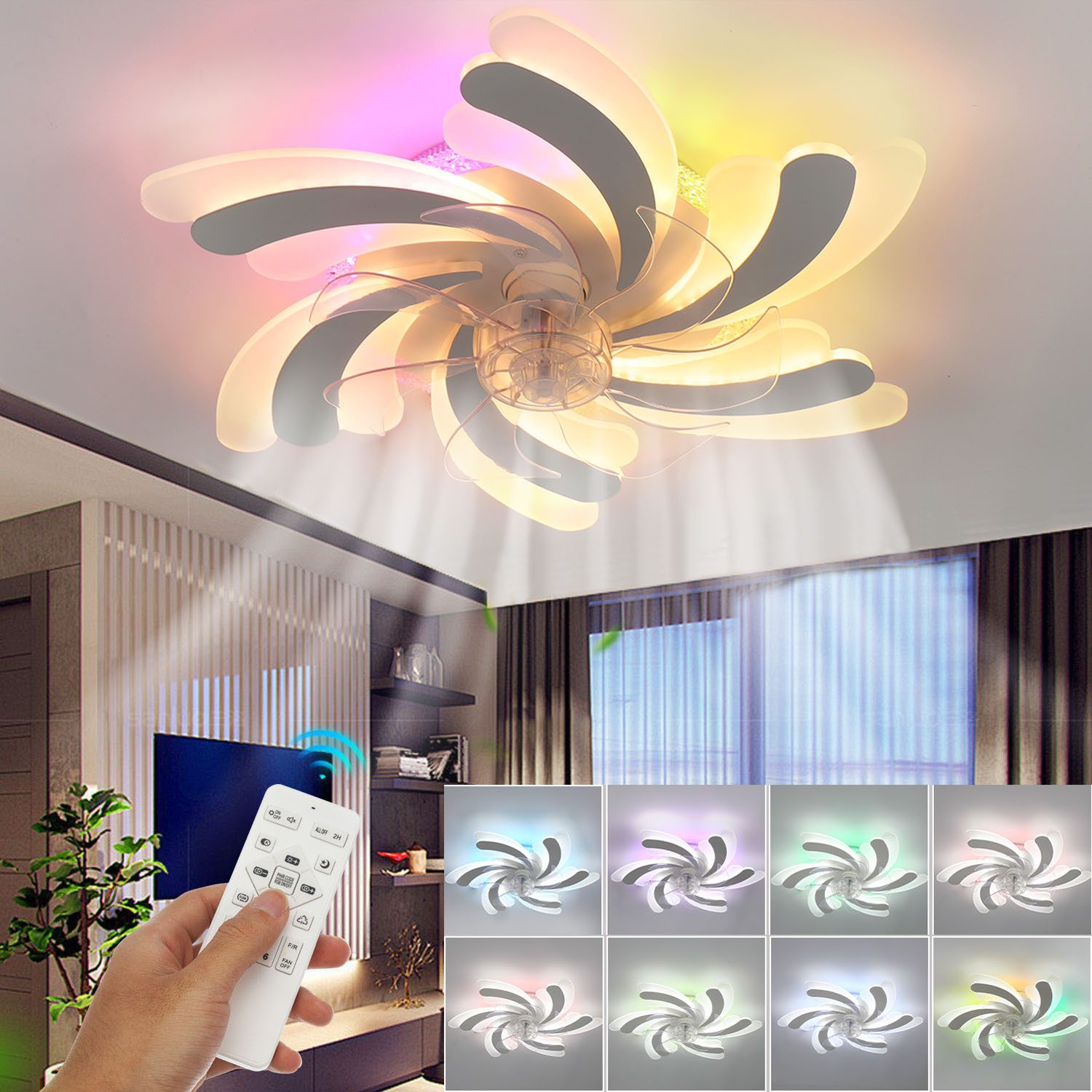 oyajia Deckenventilator 72W Deckenleuchte mit RGB günstig online kaufen