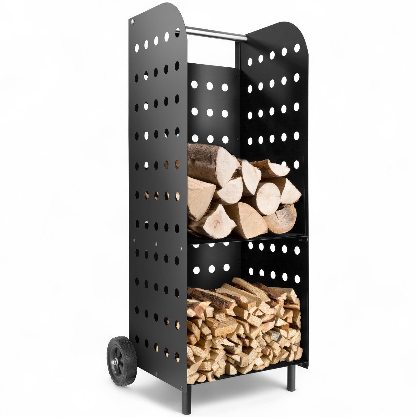 tectake Kaminholzregal Holzwagen, BxTxH:45,00x55,00x104,00 cm, aus Stahl günstig online kaufen