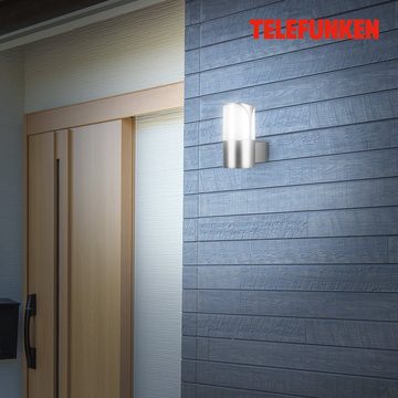 Telefunken Außen-Wandleuchte 320304TF, ohne Leuchtmittel, Wand Außenleuchte IP44 silber E27 Fassung