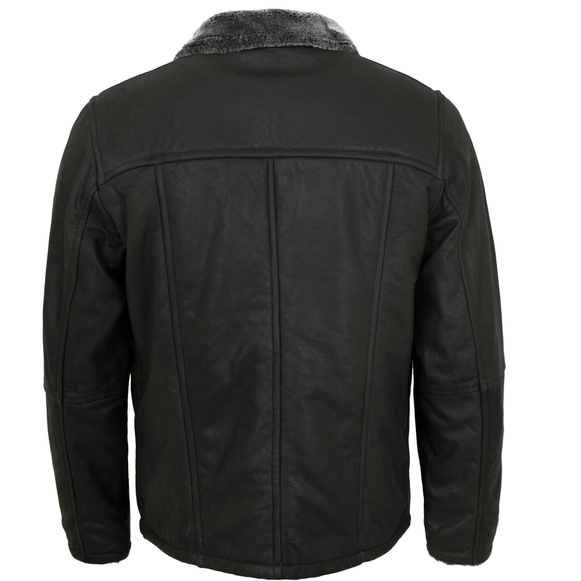 Redpoint Lederjacke Piere Redpoint - Herren Lederjacke Lammnubuk Kunstfell schwarz
