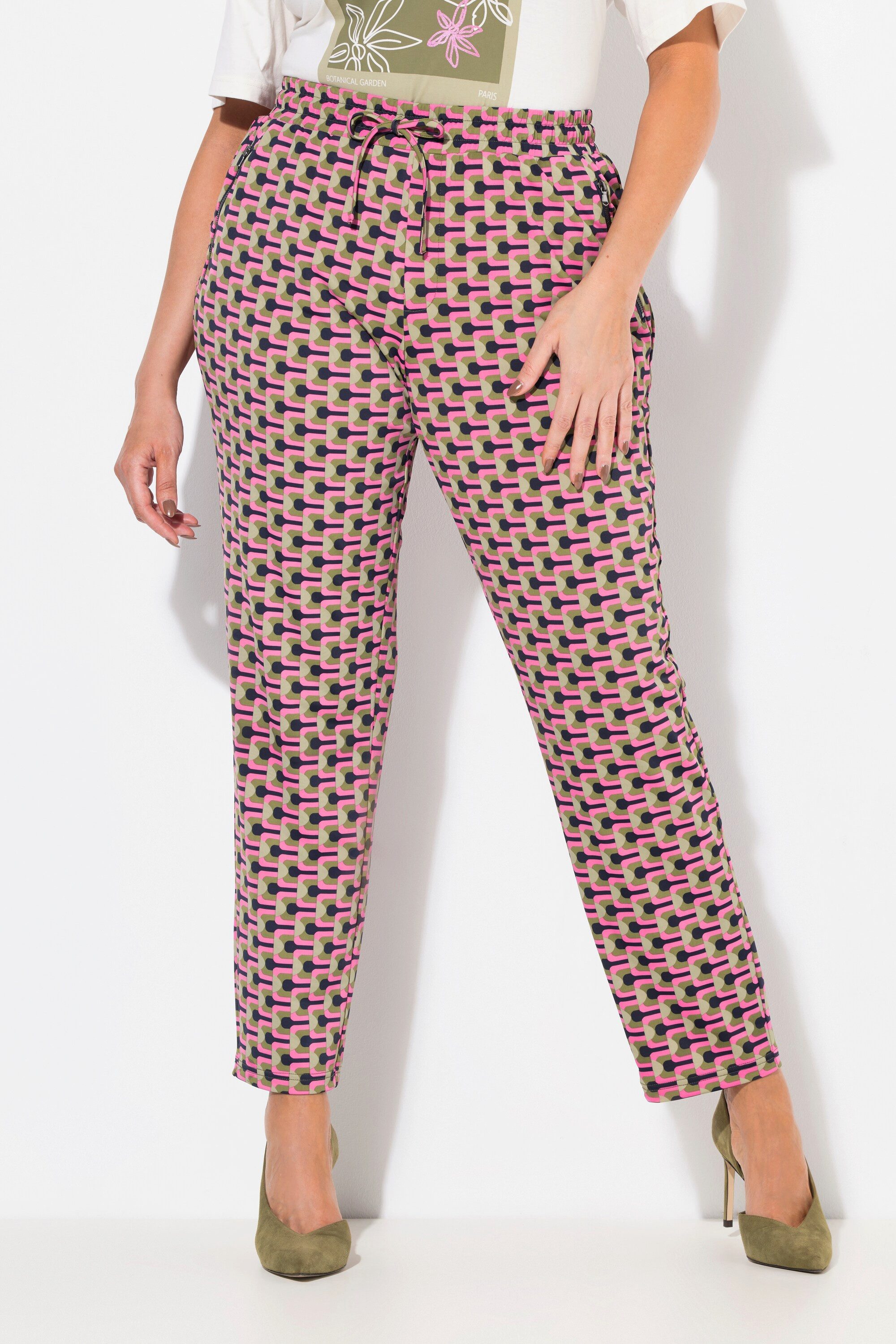 Ulla Popken Schlupfhose Jerseyhose bedruckt Zipptaschen günstig online kaufen