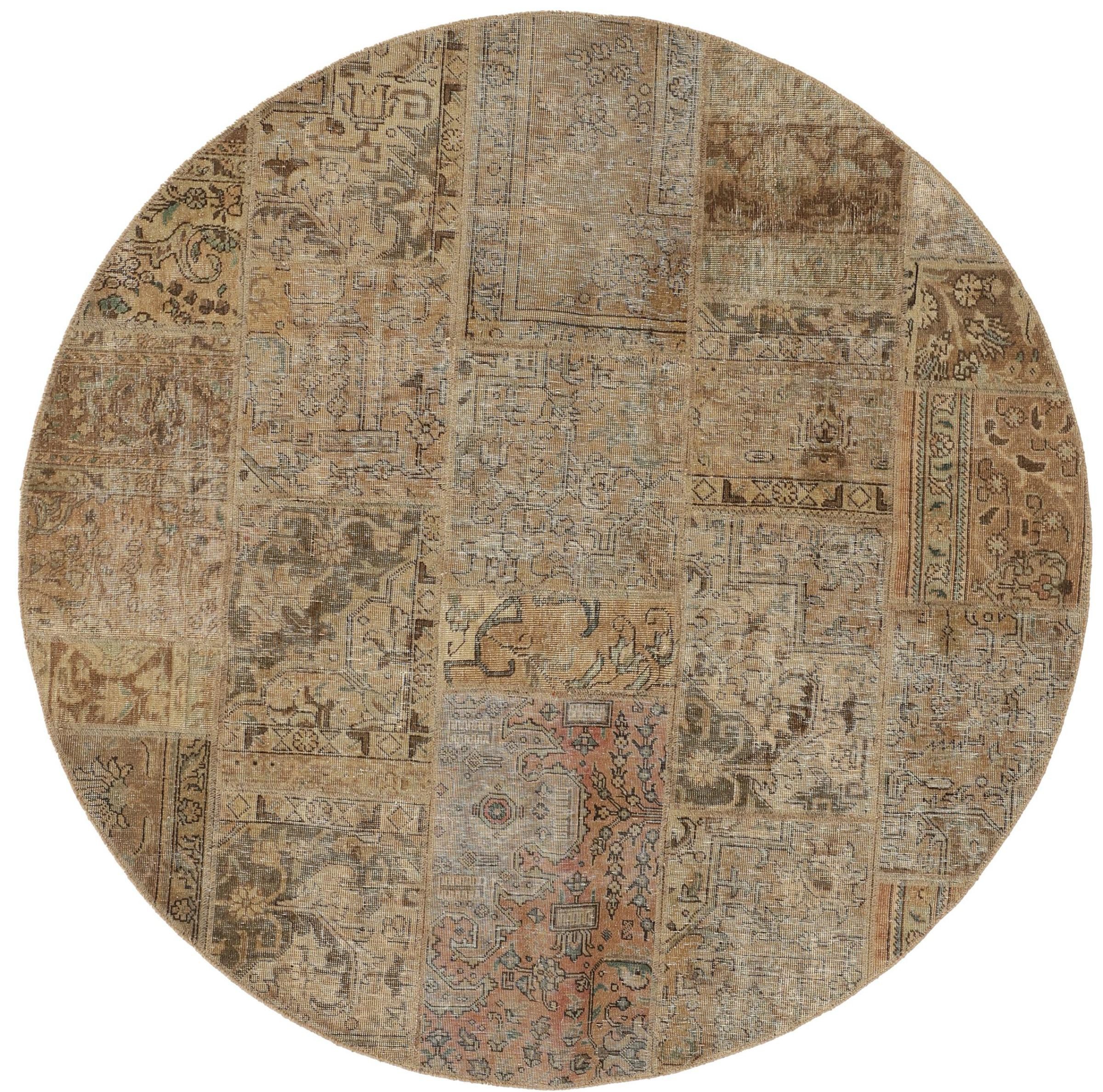 Nain Trading Orientteppich Patchwork 201x199 Handgeknüpfter Moderner Orientteppich, rund, Höhe: 8 mm