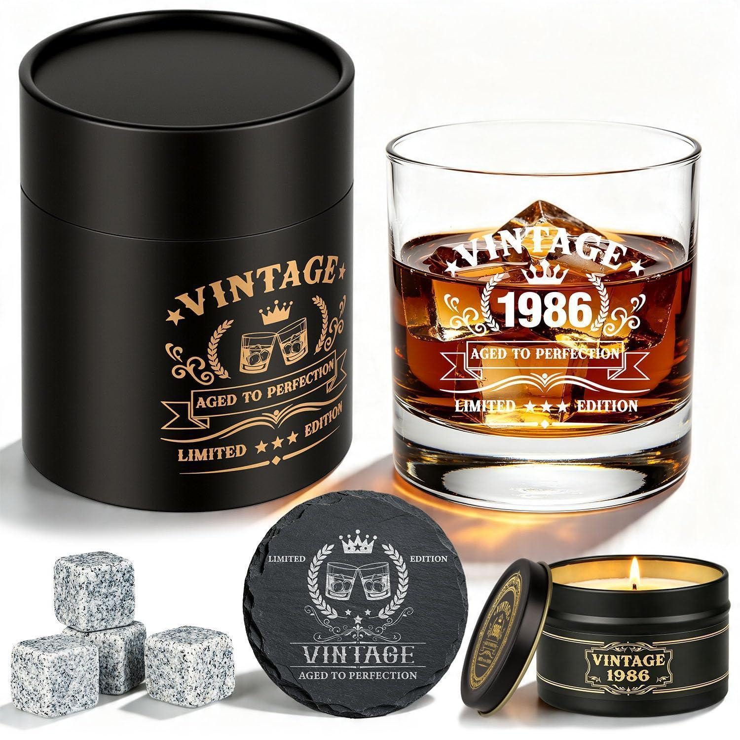 LuxusKollektion Whiskyglas Whisky Geschenkset Männer 1986 Vintage Glas Set