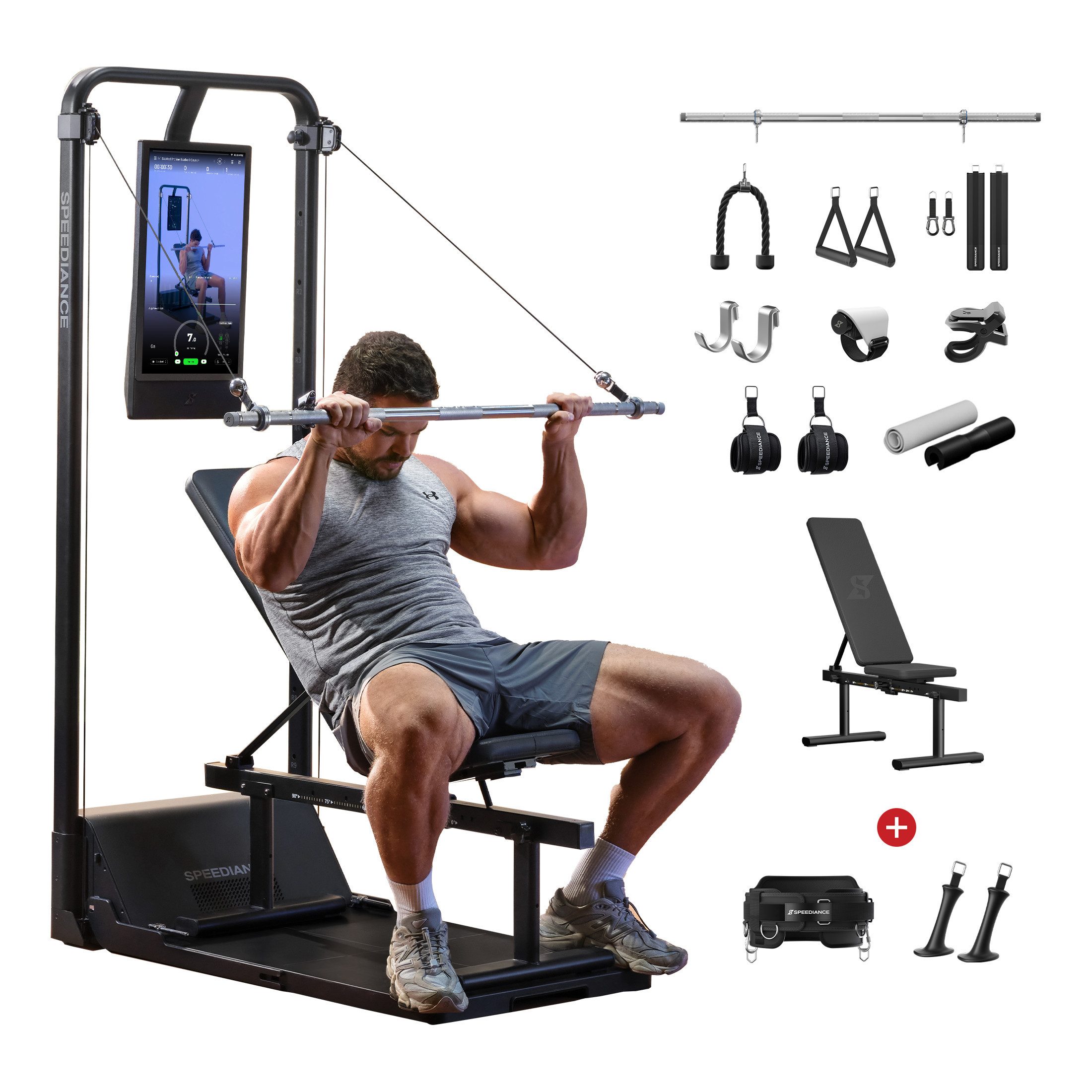 SPEEDIANCE Kraftstation Smarte KI-gesteuerte Multi-Funktionale Smith-Maschine, (mit Digitalem Gewichtssystem, Squat Rack, Gym Monster 2S), für Ganzkörper-Krafttraining, All-in-One Fitnessgerät