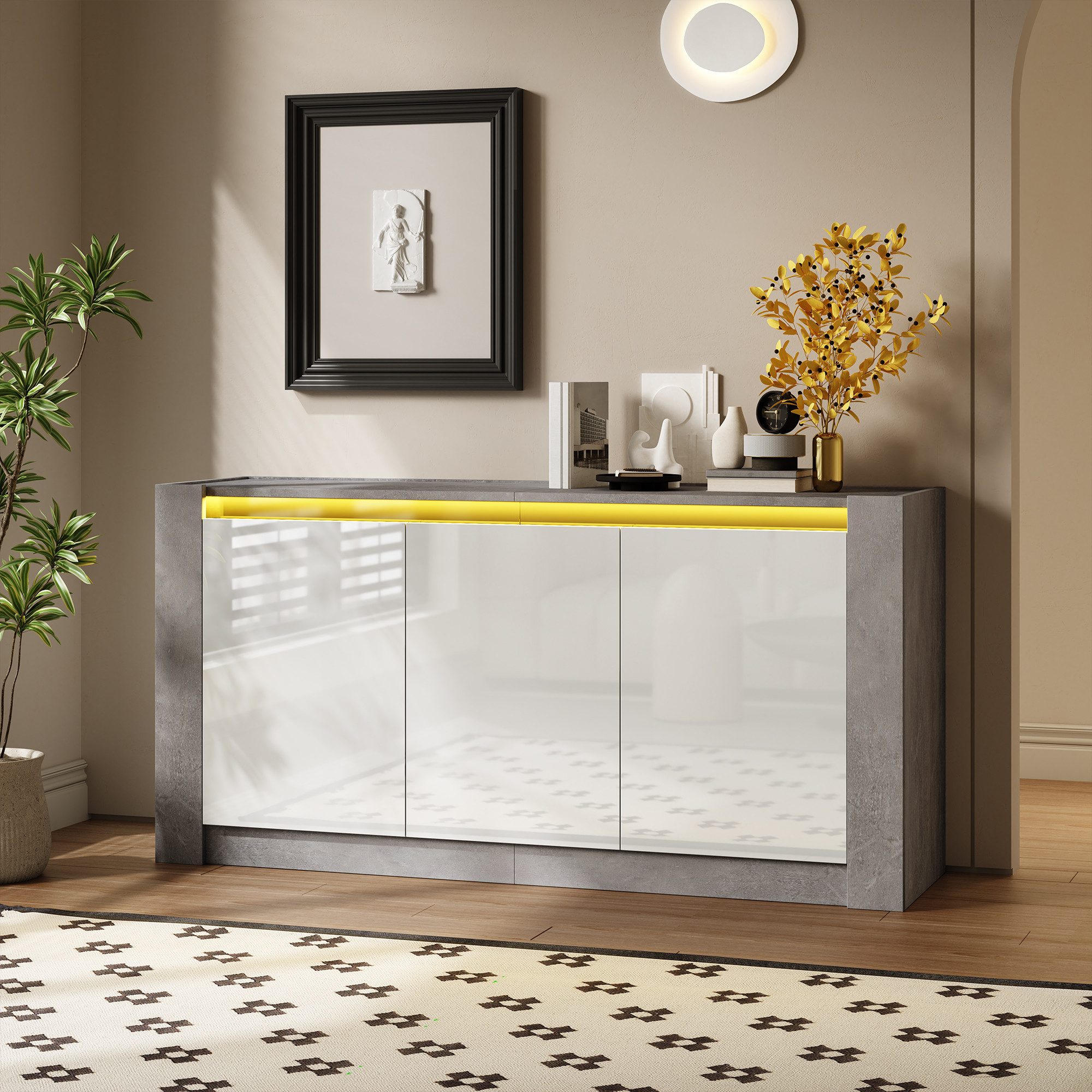 Furnishings Home Sideboard Stauraumschrank LED Küchenschrank günstig online kaufen